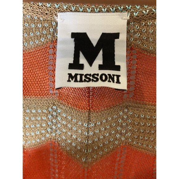 M by Missoni Dress Fit Flare Knit Tie Zig Zag Brown Teal Orange S *no size tag* - Picture 3 of 5